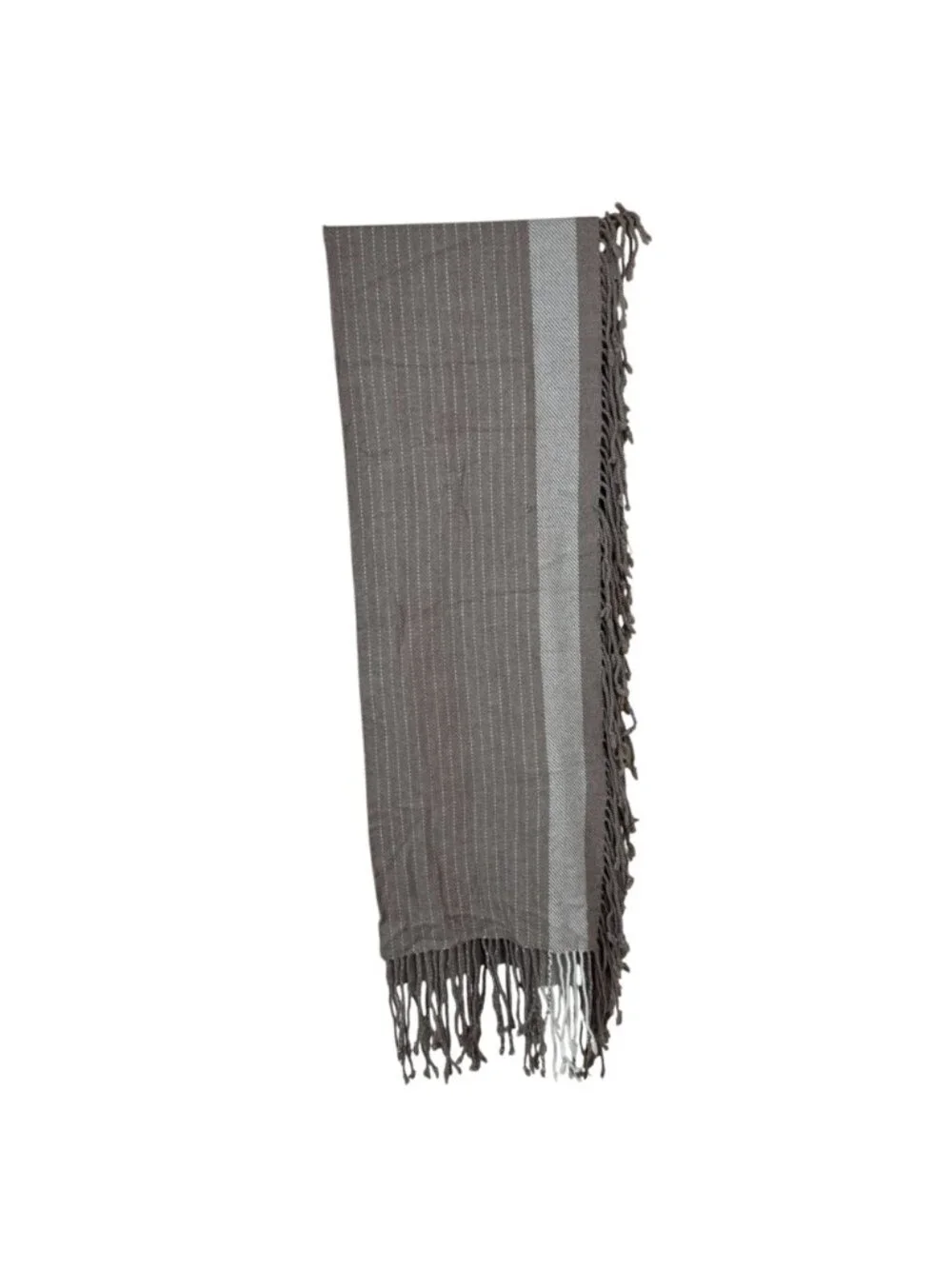 Banana Republic Scarf Wrap Wool Cashmere Beige Striped Fringe Neutral Casual OS